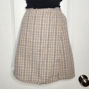 White Stag light academia beige black white plaid skort size 10